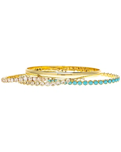 Rivka Friedman 18k Plated Cz Turquoise Bracelet In Multi