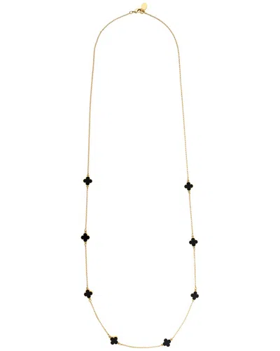 Rivka Friedman 18k Plated Onyx Clover Necklace In Gold