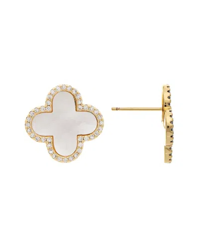 Rivka Friedman 18k Plated Pearl Cz Earrings In Gold