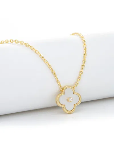 Rivka Friedman 18k Plated Pearl Cz Stackable Necklace In Gold