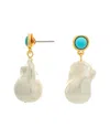 Rivka Friedman 18k Plated Pearl Earrings In Blue