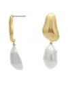 Rivka Friedman 18k Gold Plated Pebble Faux Pearl Drop Earrings In Brown