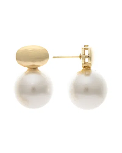 Rivka Friedman 18k Plated Pearl Earrings In White