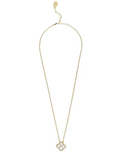 Rivka Friedman 18k Plated Pearl Flower Necklace In 18k Gold Clad