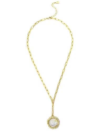 Rivka Friedman 18k Plated Pearl Paperclip Chain Necklace In Gold