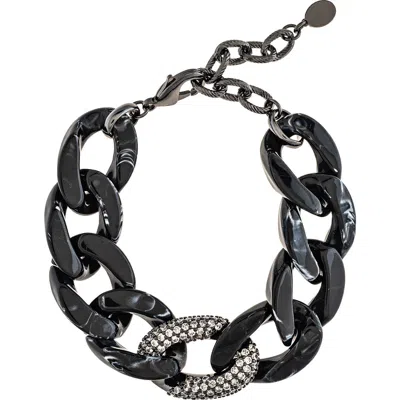 Rivka Friedman Acrylic Pavé Link Bracelet In Black