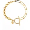 Rivka Friedman Beaded Paper Clip Chain Toggle Bracelet In 18k Gold Clad