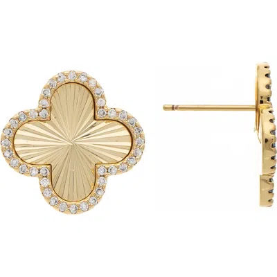 Rivka Friedman Clover Cz Stud Earrings In Gold