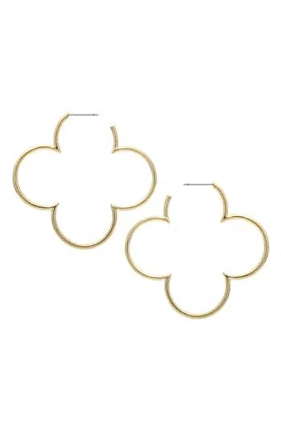 Rivka Friedman Clover Shape Hoop Earrings In Gold