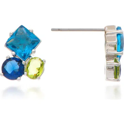 Rivka Friedman Crystal Cluster Stud Earrings In Blue