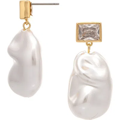 Rivka Friedman Cubic Zirconia & Imitation Pearl Drop Earrings