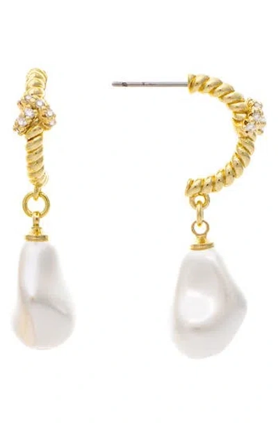 Rivka Friedman Cubic Zirconia & Mother-of-pearl Twisted Hoop Earrings