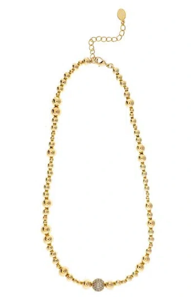 Rivka Friedman Cubic Zirconia Beaded Necklace In Gold