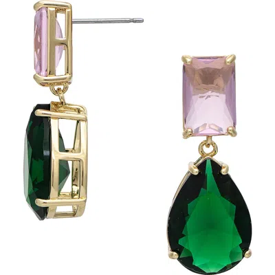 Rivka Friedman Cubic Zirconia Drop Earrings In Green