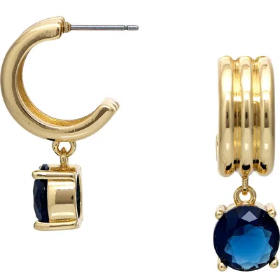 Rivka Friedman Cubic Zirconia Drop Hoop Earrings In Gold
