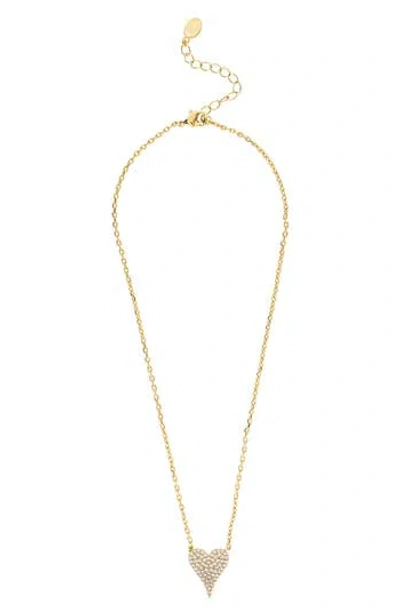 Rivka Friedman Cubic Zirconia Elongated Heart Pendant Necklace In Gold
