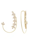 Rivka Friedman Cubic Zirconia Floral Ear Crawlers
