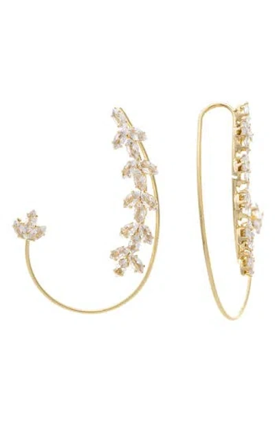 Rivka Friedman Cubic Zirconia Floral Ear Crawlers