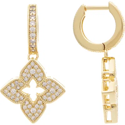 Rivka Friedman Cubic Zirconia Flower Drop Earrings