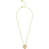 Rivka Friedman Cubic Zirconia Halo Clover Pendant Necklace In Gold