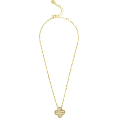 Rivka Friedman Cubic Zirconia Halo Clover Pendant Necklace In Gold
