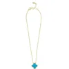 Rivka Friedman Cubic Zirconia Halo Clover Pendant Necklace In Blue