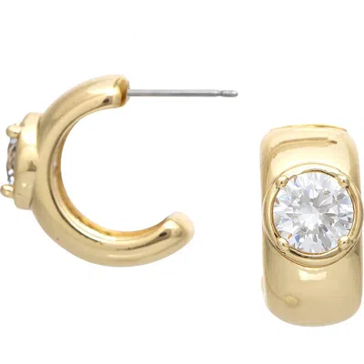 Rivka Friedman Cubic Zirconia Hoop Earrings In Gold