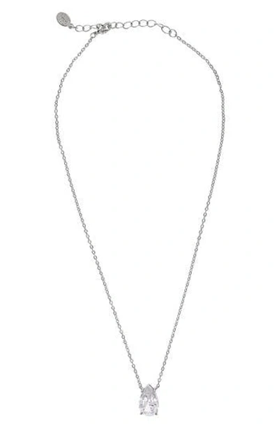 Rivka Friedman Cubic Zirconia Teardrop Pendant Necklace In Silver