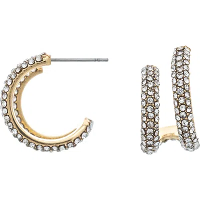 Rivka Friedman Double Hoop Pavé Earrings In Gold