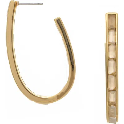 Rivka Friedman Elongated Mother Of Pearl Hoop Earrings