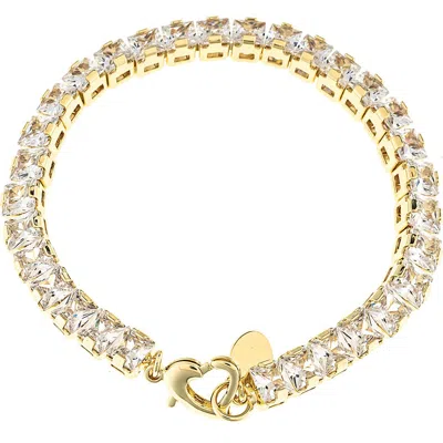 Rivka Friedman Emerald Cut Cubic Zirconia Tennis Bracelet In Gold
