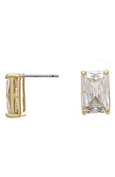 Rivka Friedman Emerald Cut Stud Earrings In Gold