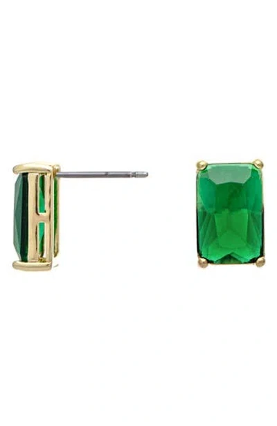 Rivka Friedman Emerald Cut Stud Earrings In Green