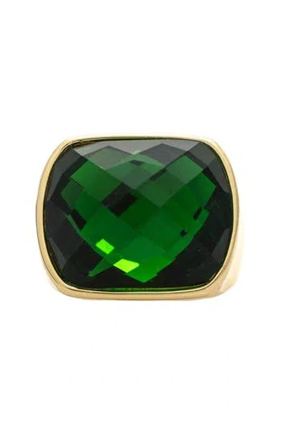 Rivka Friedman Faceted Stone Cocktail Ring In Green