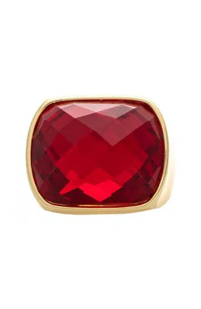 Rivka Friedman Faceted Stone Cocktail Ring In Red