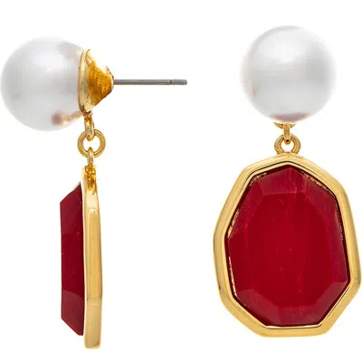 Rivka Friedman 18k Plated 3-4mm Pearl Statement Earrings In Gold