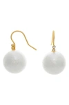 Rivka Friedman 18k Plated 16mm Pearl Cz Earrings In White