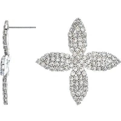 Rivka Friedman Floral Cubic Zirconia Stud Earrings In Metallic