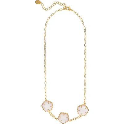 Rivka Friedman Flower Pendant Necklace In Mother Of Pearl