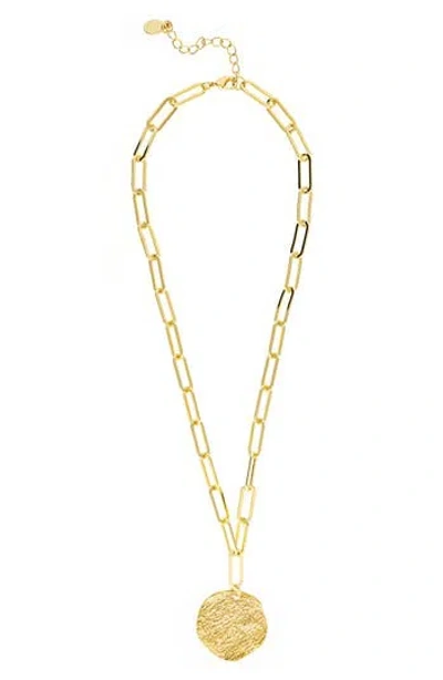 Rivka Friedman Hammered Disc Pendant Necklace In Gold