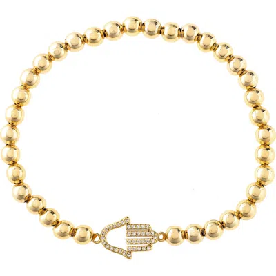 Rivka Friedman Hamsa Cz Beaded Bracelet In Gold