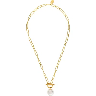Rivka Friedman Imitation Pearl Toggle Necklace In Multi
