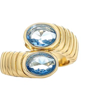 Rivka Friedman London Blue Cubic Zirconia Crossover Ring In Gold