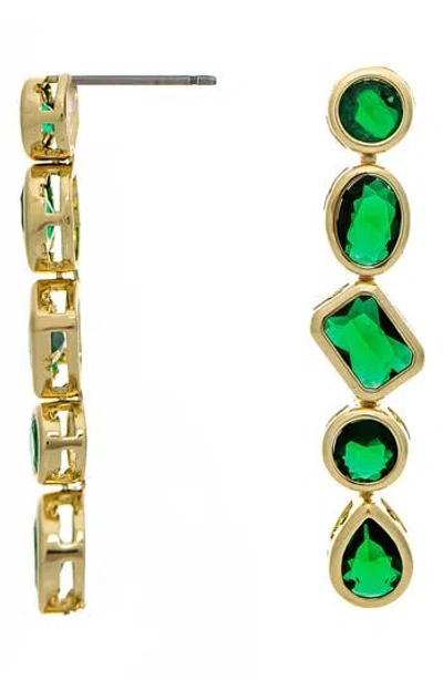 Rivka Friedman Mixed Cut Linear Drop Earrings In Green