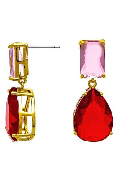 Rivka Friedman Mixed Stone Drop Earrings In Red