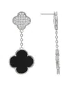 Rivka Friedman Onyx Cz Clover Drop Earrings