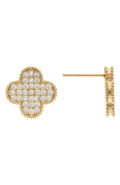 Rivka Friedman Pavé Cubic Zirconia Clover Stud Earrings In 18k Gold Clad