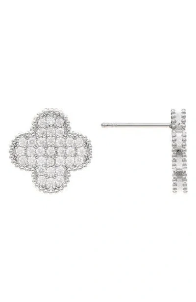 RIVKA FRIEDMAN RIVKA FRIEDMAN PAVÉ CUBIC ZIRCONIA CLOVER STUD EARRINGS