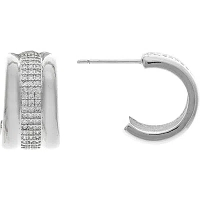 Rivka Friedman Pavé Cubic Zirconia Huggie Hoop Earrings In White Rhodium