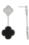 Rivka Friedman Pavé Cz & Onyx Clover Drop Earrings In Black